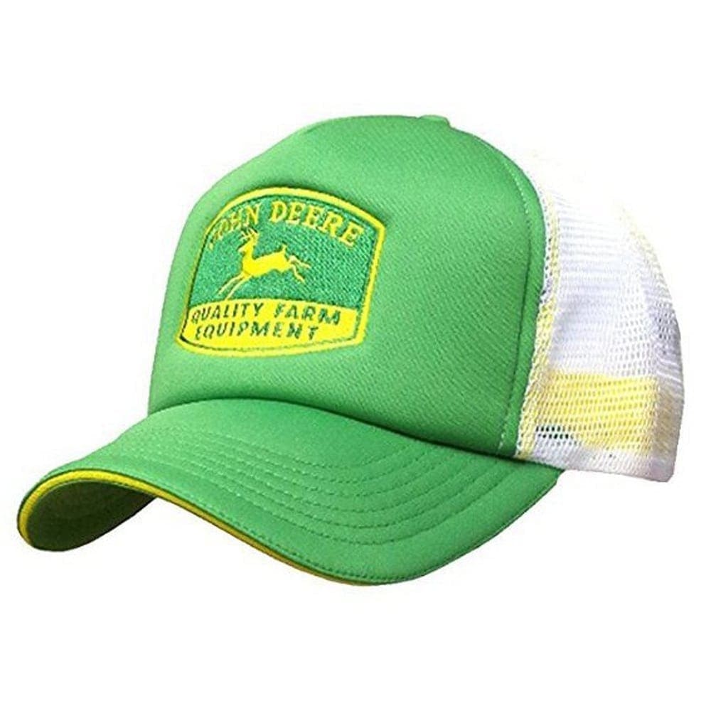 green and white trucker hat