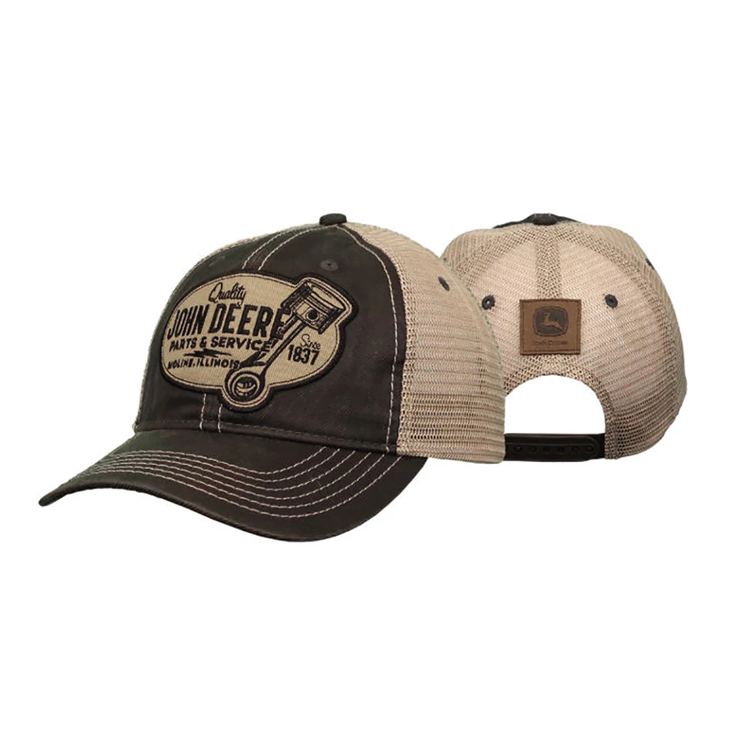 John Deere Black & White Hat Cap w Cool Patch Logo Quality Farm Equipment